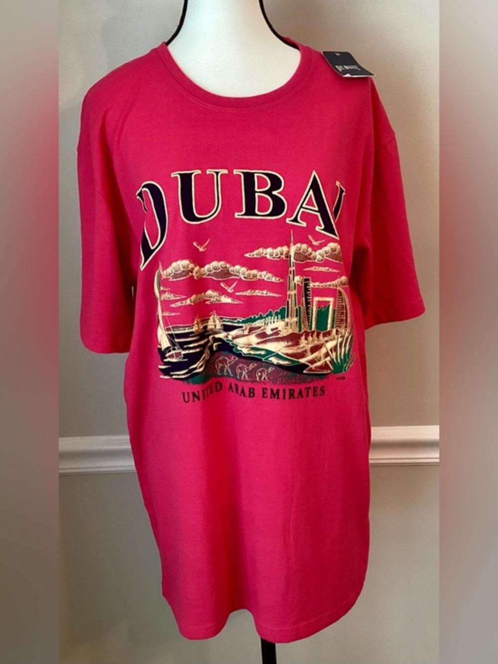 Dubshi Dubai United Arab Emirates Souvenir T-Shirt Teal Blue XL Skyline Graphic